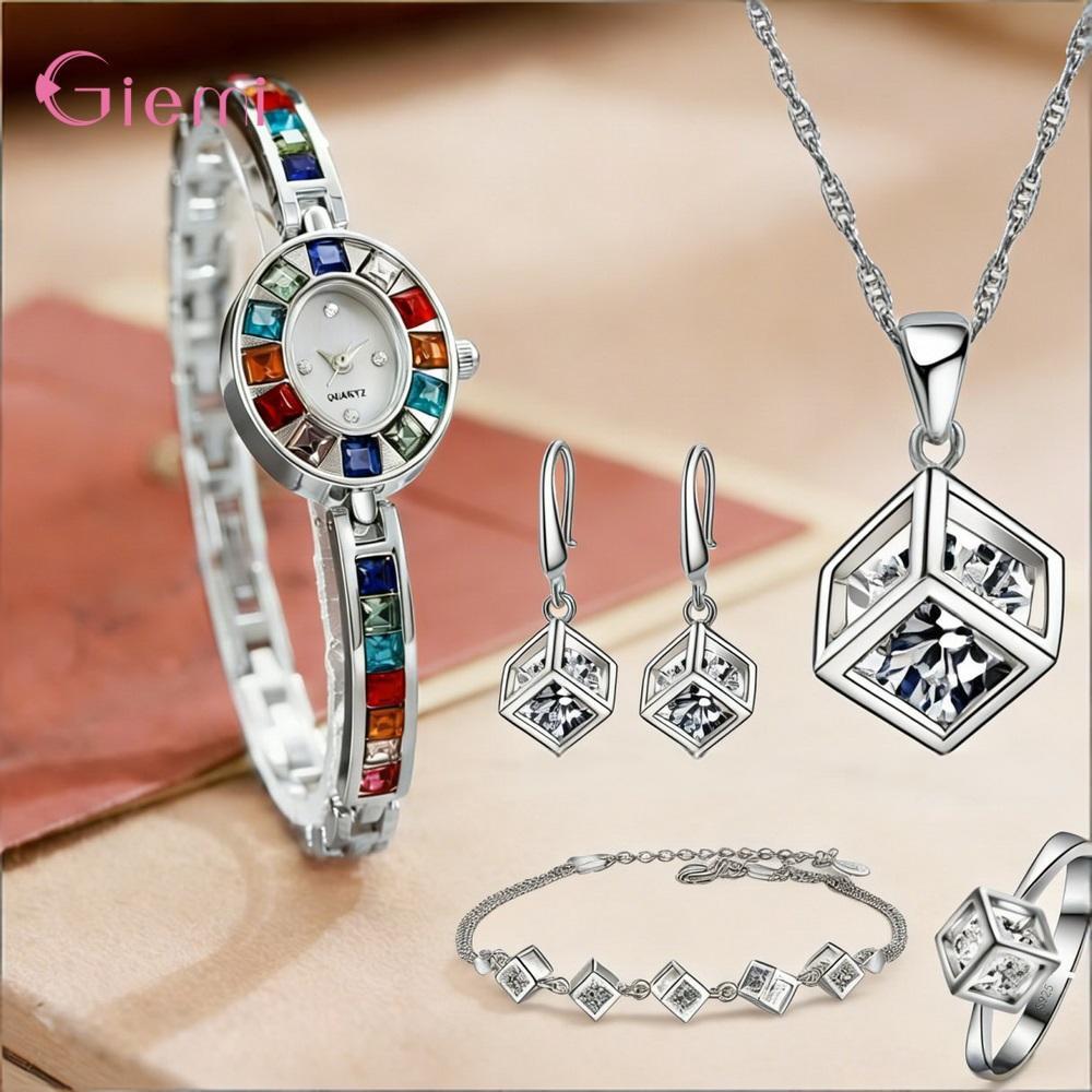 Best Jewelry Watches Women - Mooie 925 sterling zilveren geometrie kristal
