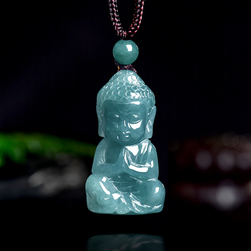 Necklace Pendant - Natuurlijke echte Emerald Jade Blue Water
