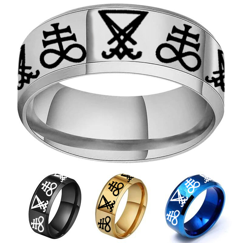 Mens Signet Ring - Vintage Gotische Lucifer Zegelringen van Satan,