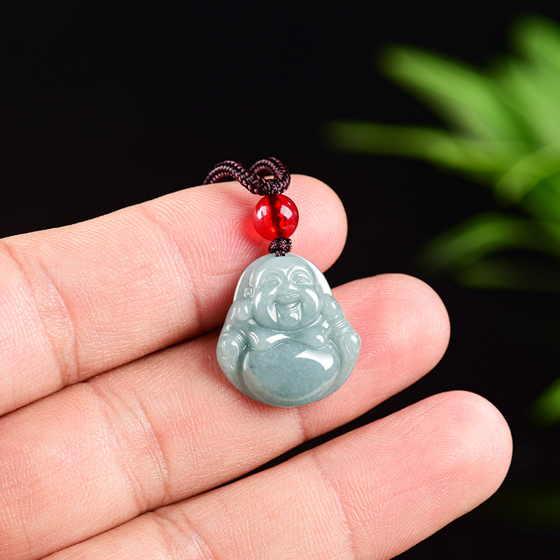 Necklace Pendant - Myanmar Jadeïet Guanyin Boeddha Hanger Ketting