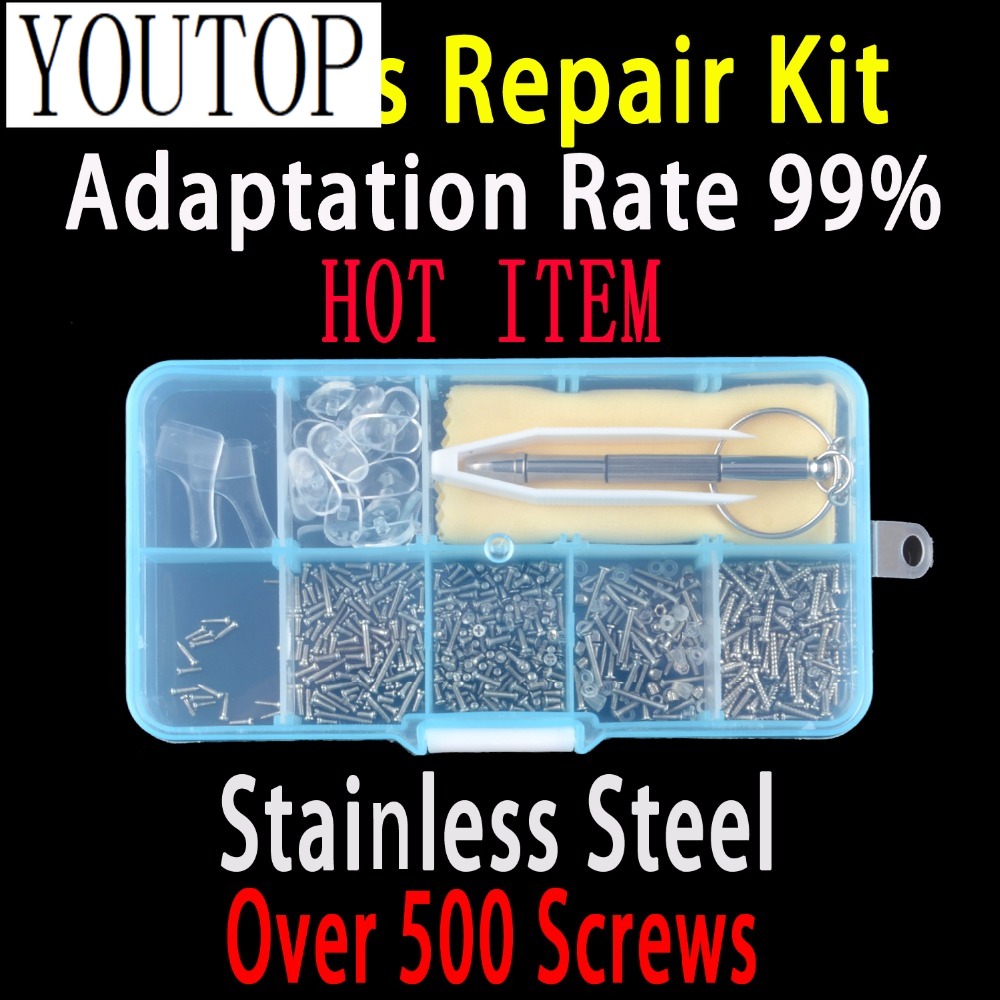 Watch Repair Tool Kit - 500-brilreparatieset Gereedschapsset zonnebrilschroeven Micro-neuspads Schroevendraaier Oorgrepen