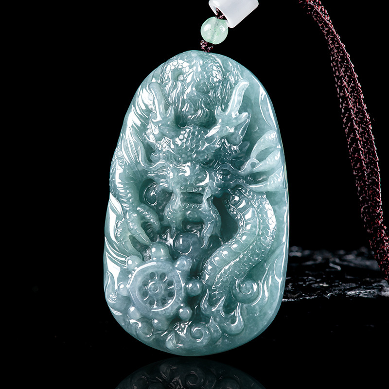 Necklace Pendant - Birmese Jadeiet Drakenhanger Ketting Birmese Jade