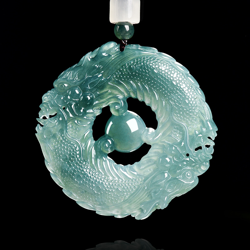 Necklace Pendant - Natuurlijke echte smaragd blauw water jade