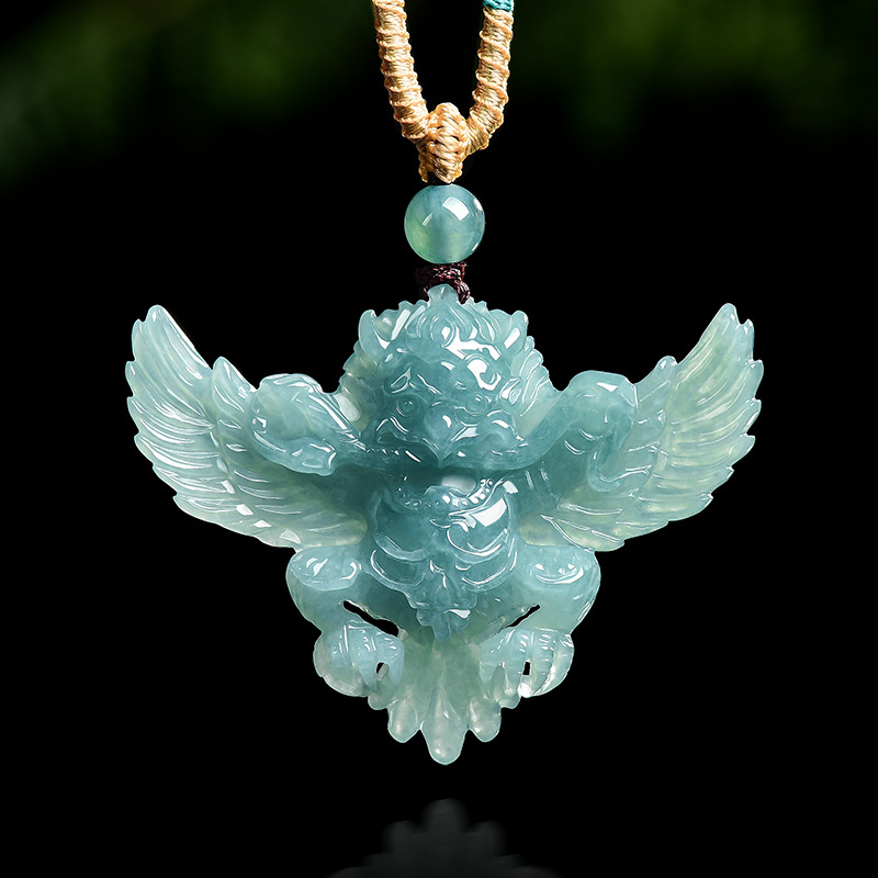 Necklace Pendant - Echte Natuurlijke Smaragd Jade Blauw Water