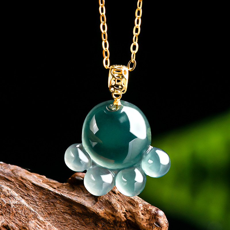 Necklace Pendant - Natuurlijke echte smaragd blauw water jade