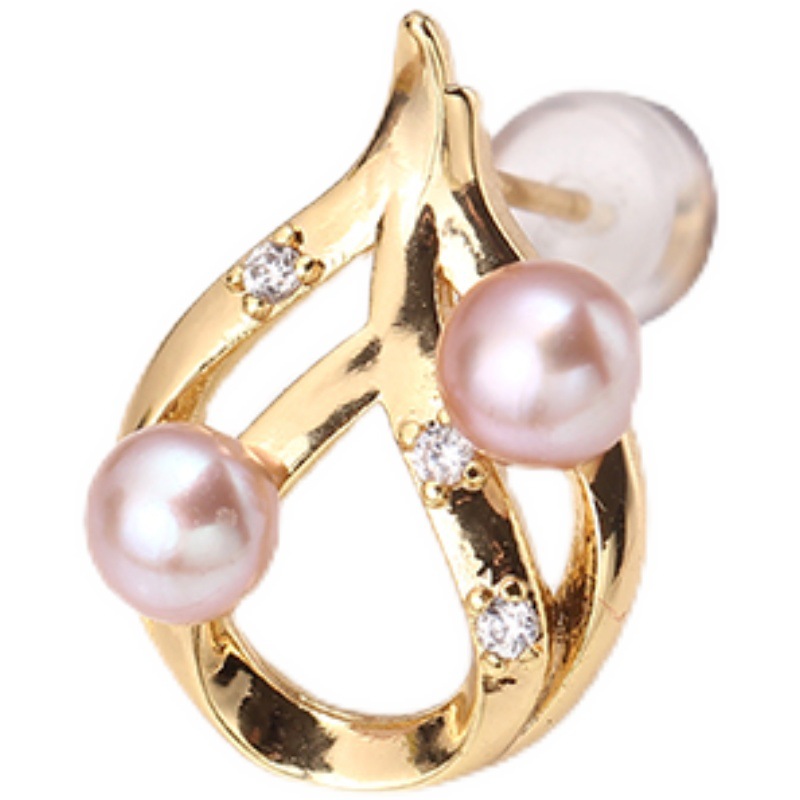 Pearl Stud Earrings - E074 Verguld koper S925 sterling zilver