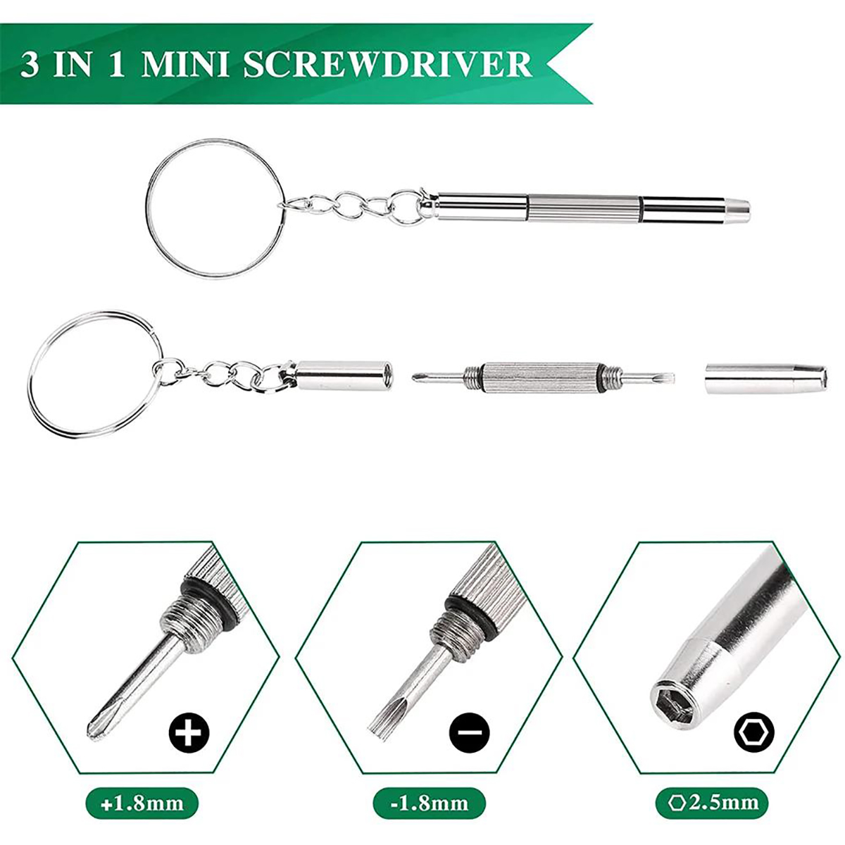 Watch Repair Tool Kit - 1/2/10 Stuks Mini 3 In1 Schroevendraaier