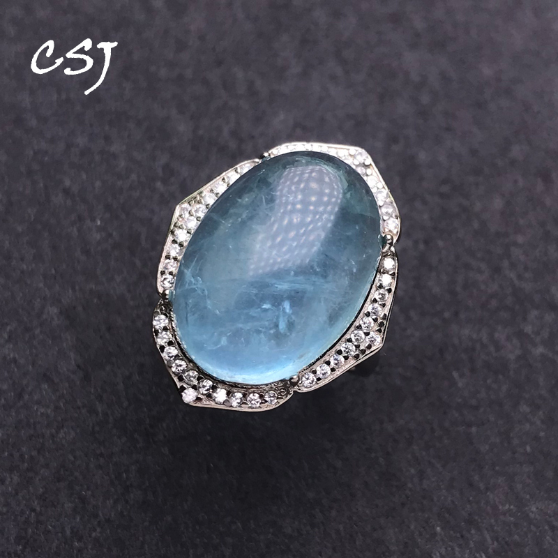 Turquoise Stone Ring - CSJ Grote Steen Natuurlijke Aquamarijn Ringen